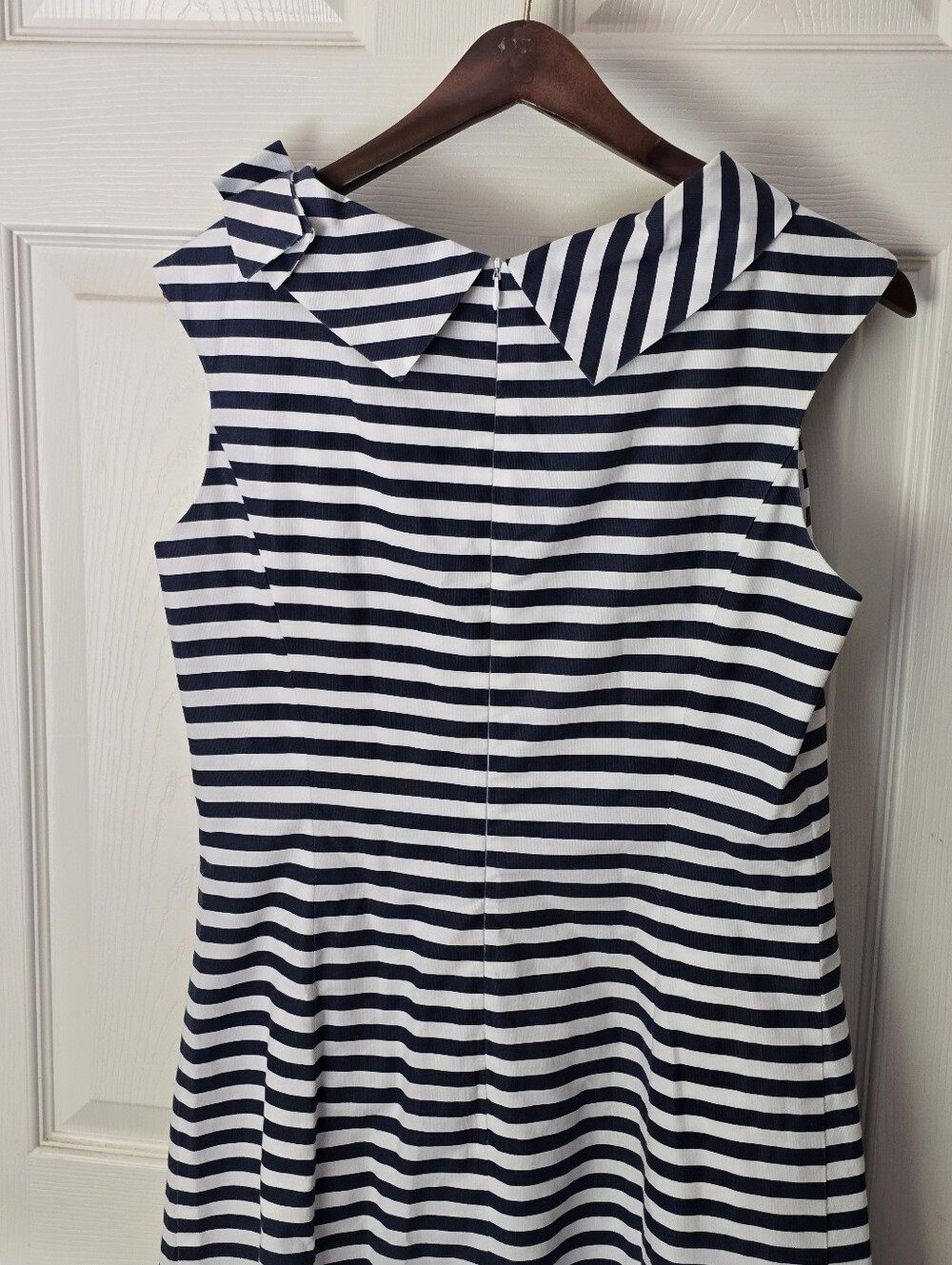Sara Campbell Navy and White Striped Sleeveless Fit-and-Flare Dress - Picture 10 of 12